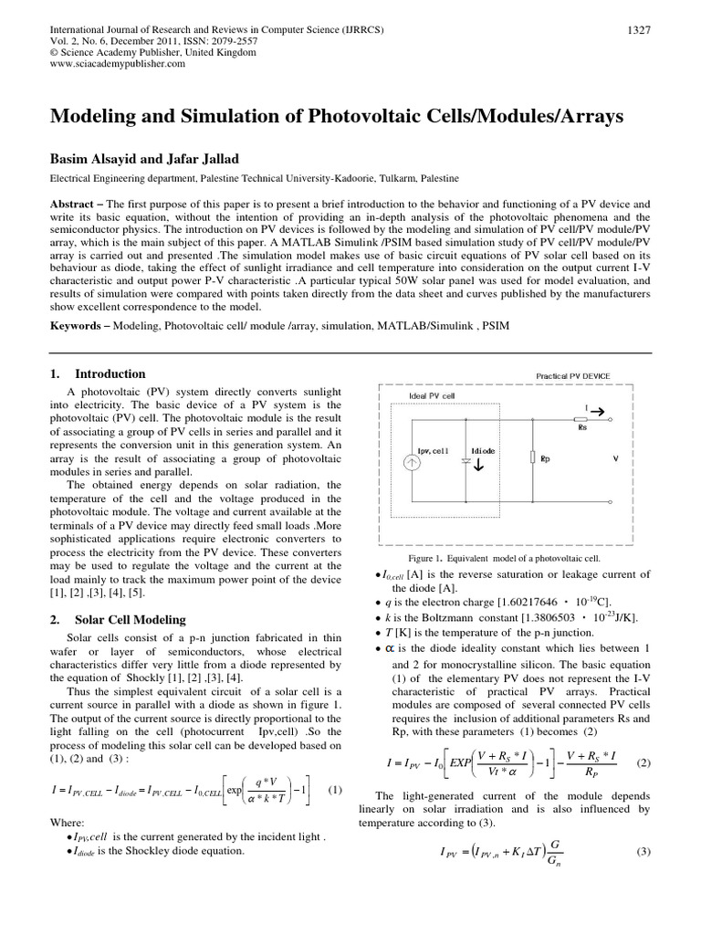 Modeling and Simulation of Photovoltaic | PDF | Photovoltaics | Solar Cell