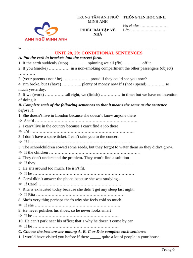 UNIT 28, 29- CONDITIONAL SENTENCES | PDF