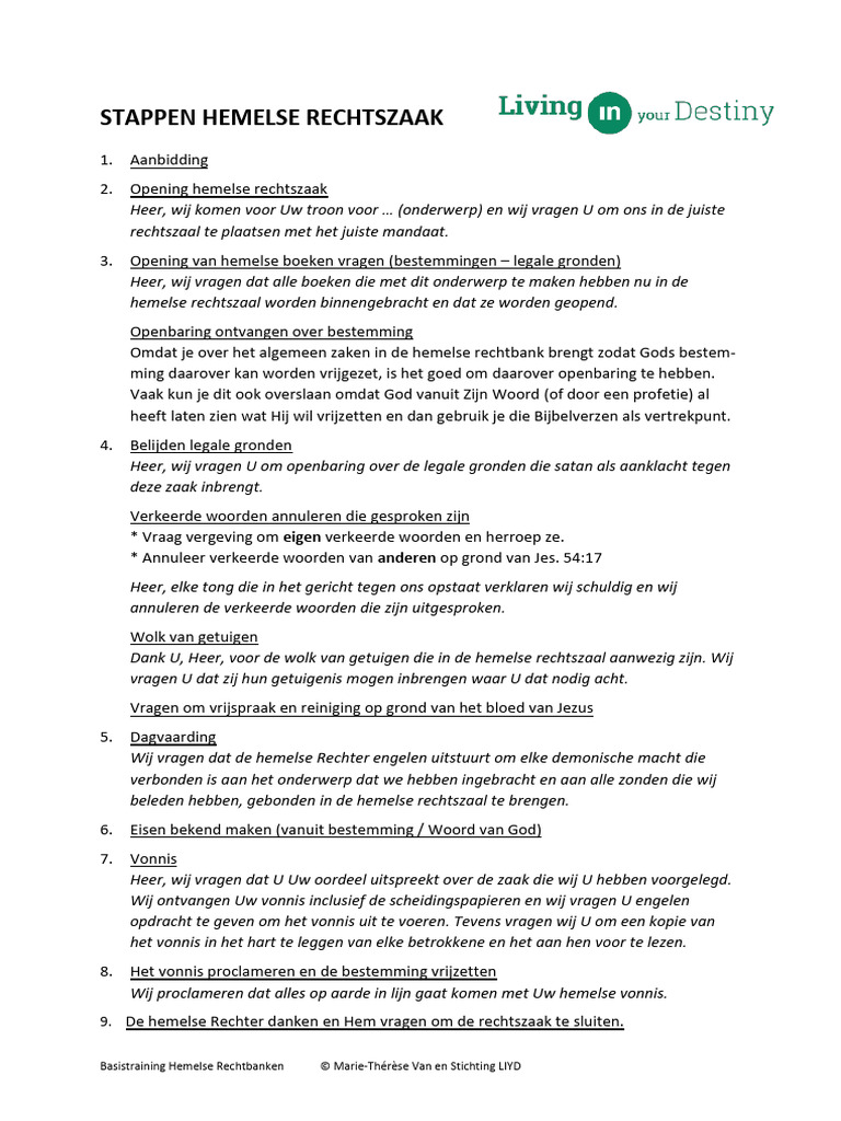 Bijlage Bij Les 4 Stappen Hemelse Rechtszaak | PDF