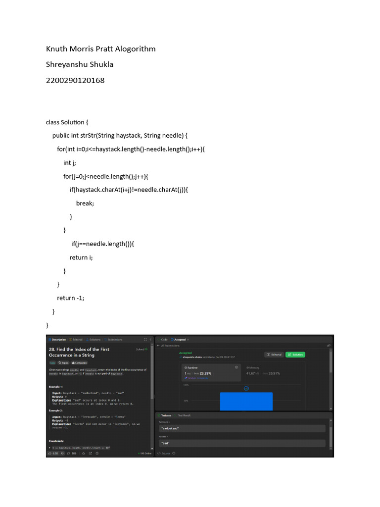 Knuth Morris Pratt Alogorithm | PDF