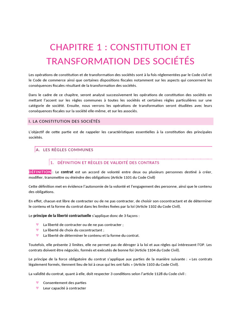 Constitution et transformation des sociétés | PDF | Répartition | Business