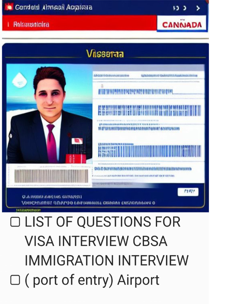 List of Questions for Visa Interview Cbsa Immigration Interview | PDF