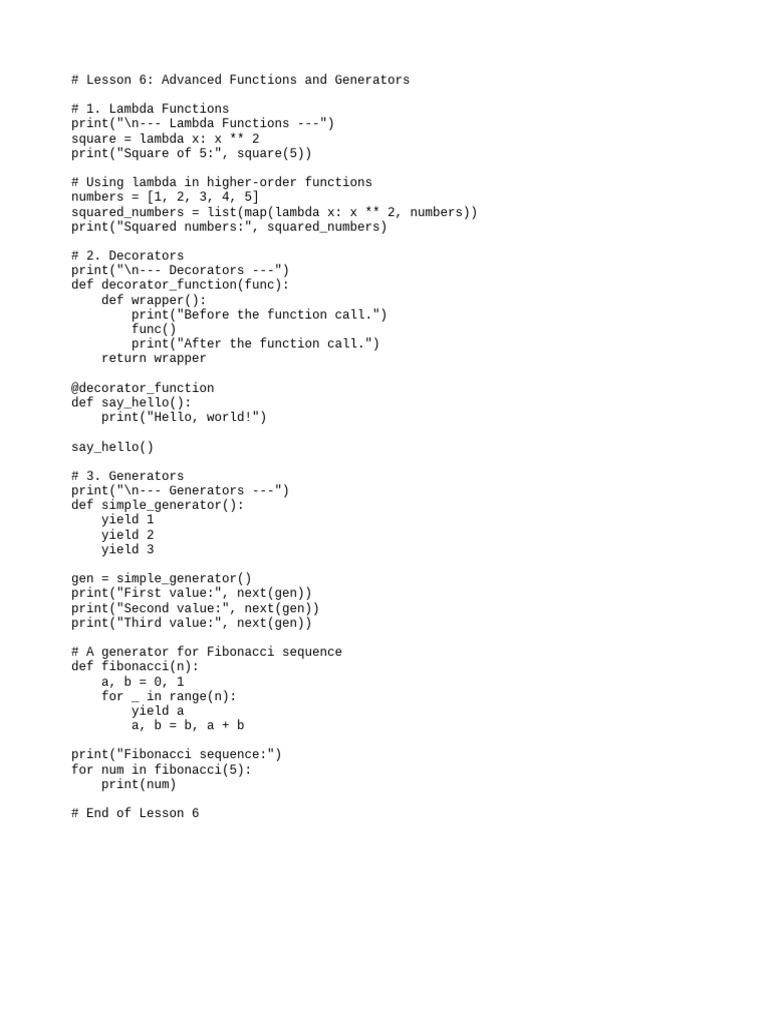 # Lesson 6 Advanced Functions and G | PDF