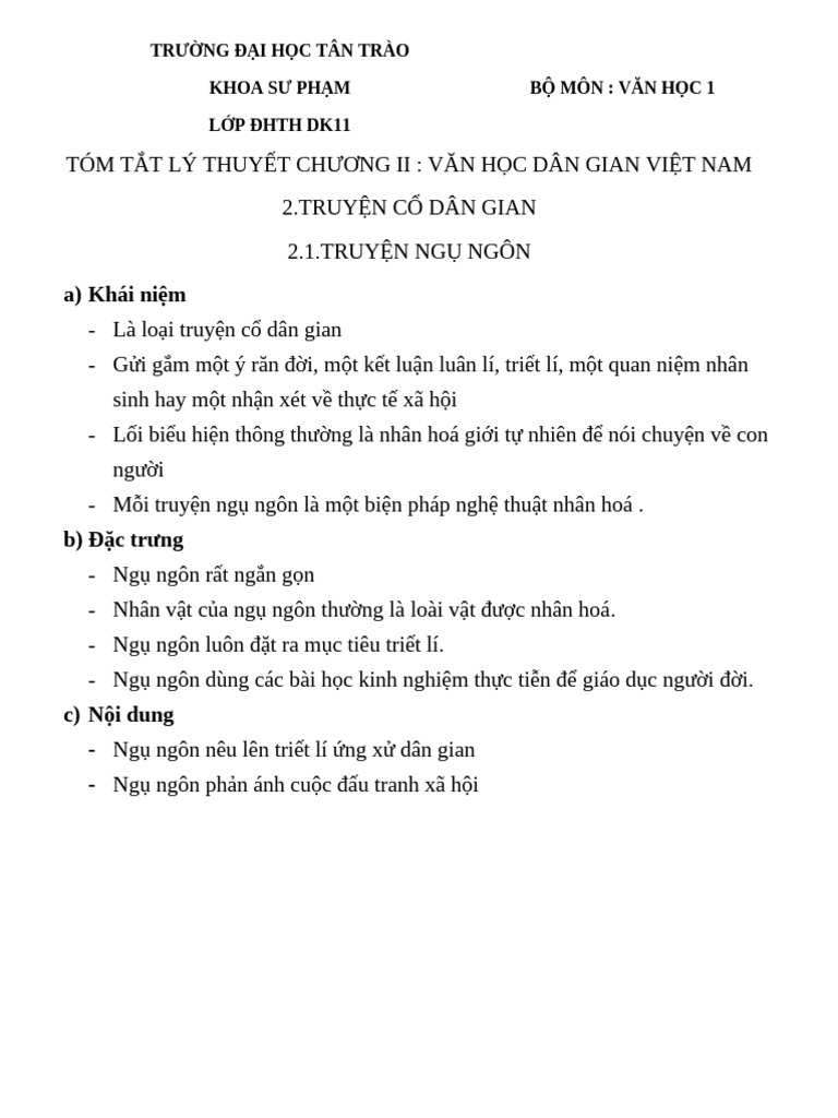 TRUYỆN NGỤ NGÔN | PDF