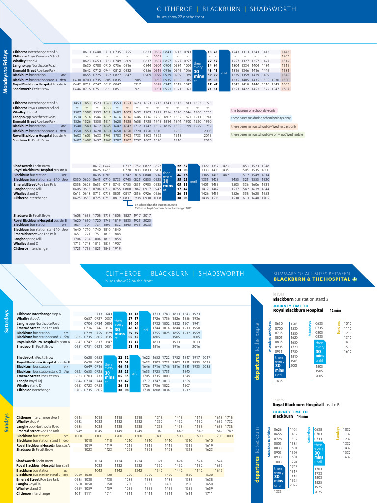 Blackburn to Clitheroe Bus Schedule | PDF | Wheeled Vehicles | Land ...