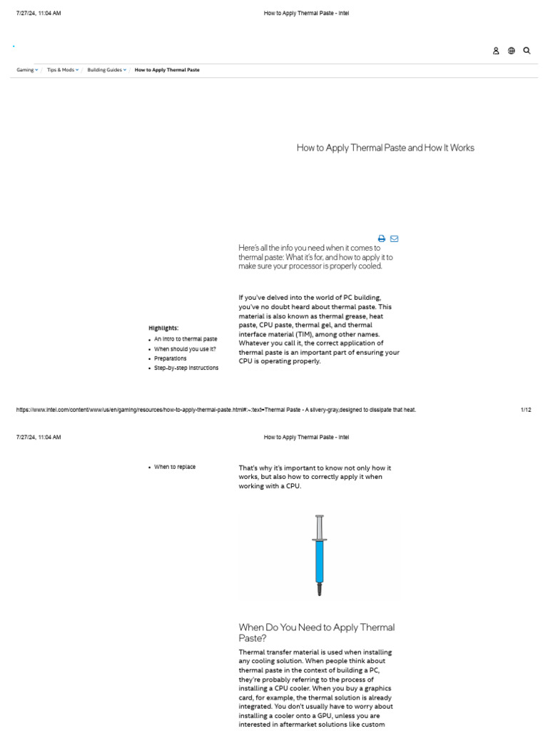 How to Apply Thermal Paste Guide | PDF | Central Processing Unit | Heat ...