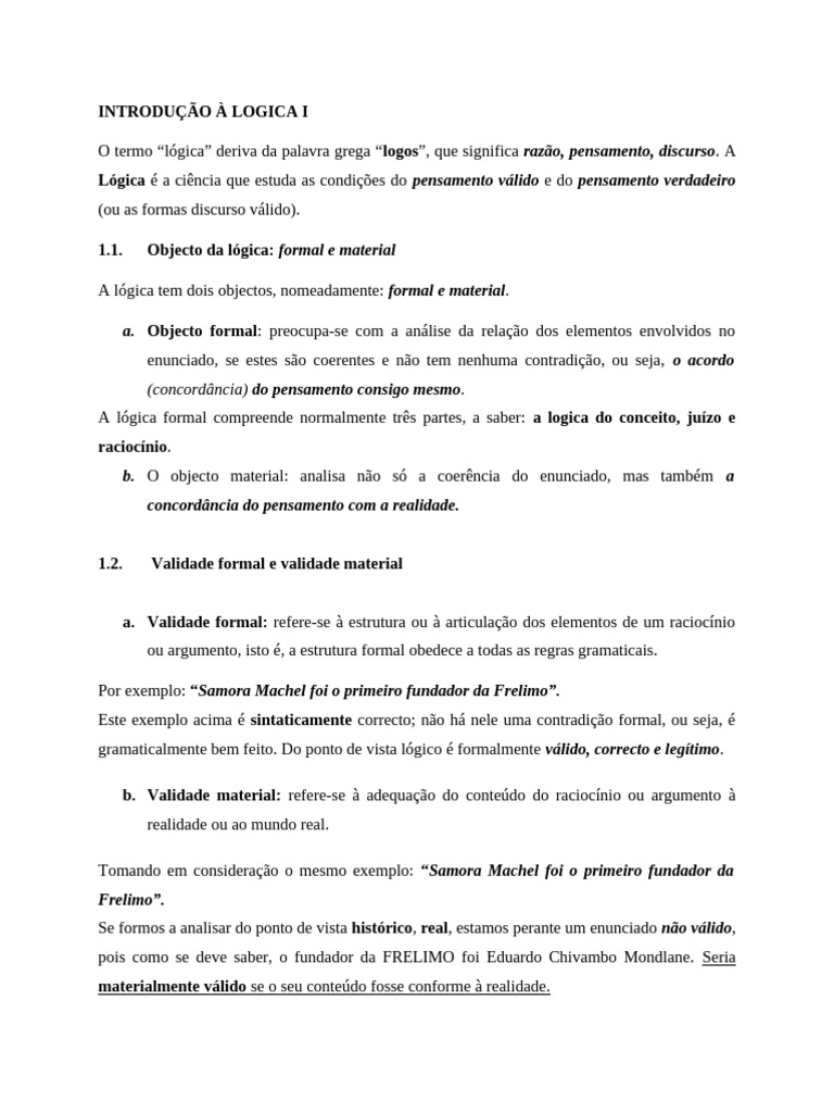 Fundamentos da Lógica e Validade | PDF | Definição | Lógica