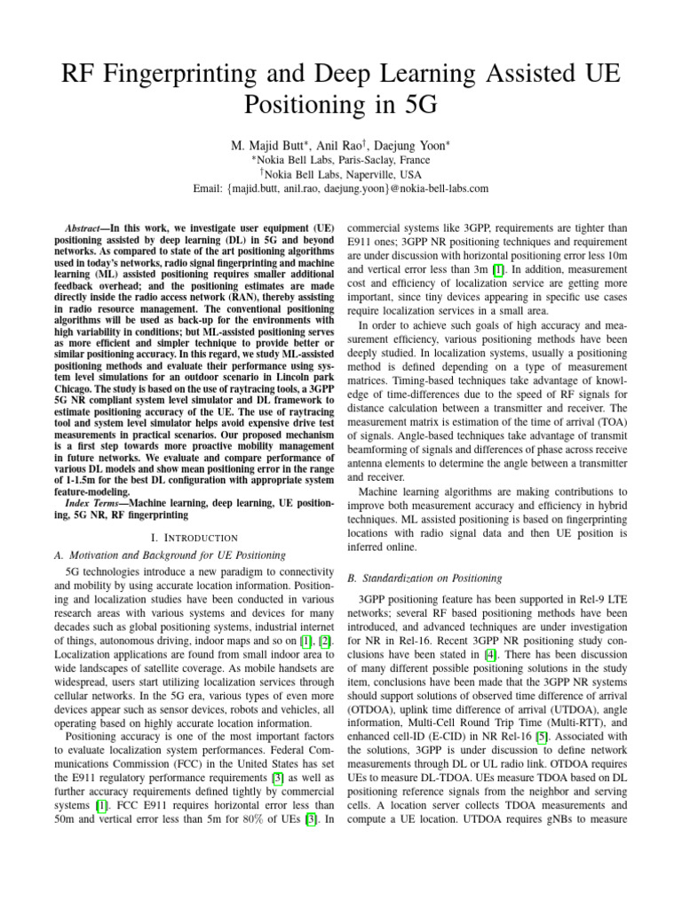 Deep Learning for 5G UE Positioning | PDF | Deep Learning | Machine ...