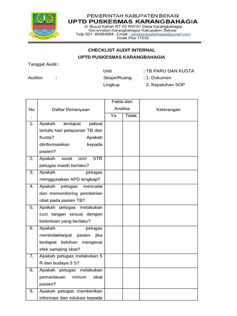 Checklist Audit TB PARU | PDF
