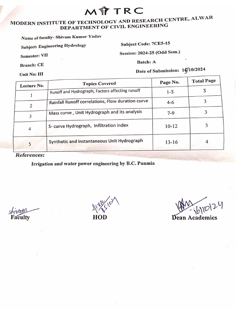 Hydrology Unit 3 Merged Pdf Drainage Basin Surface Runoff