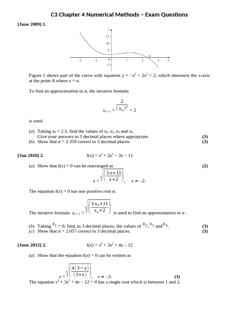 C3-Chp4-NumericalMethodsExamQuestions | PDF | Elementary Mathematics ...