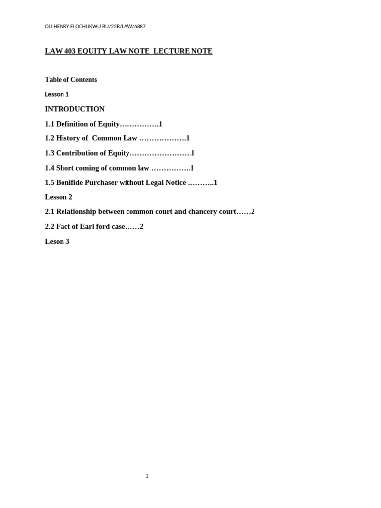 Understanding Equity Law Principles | PDF | Equity (Law) | Legal Remedy