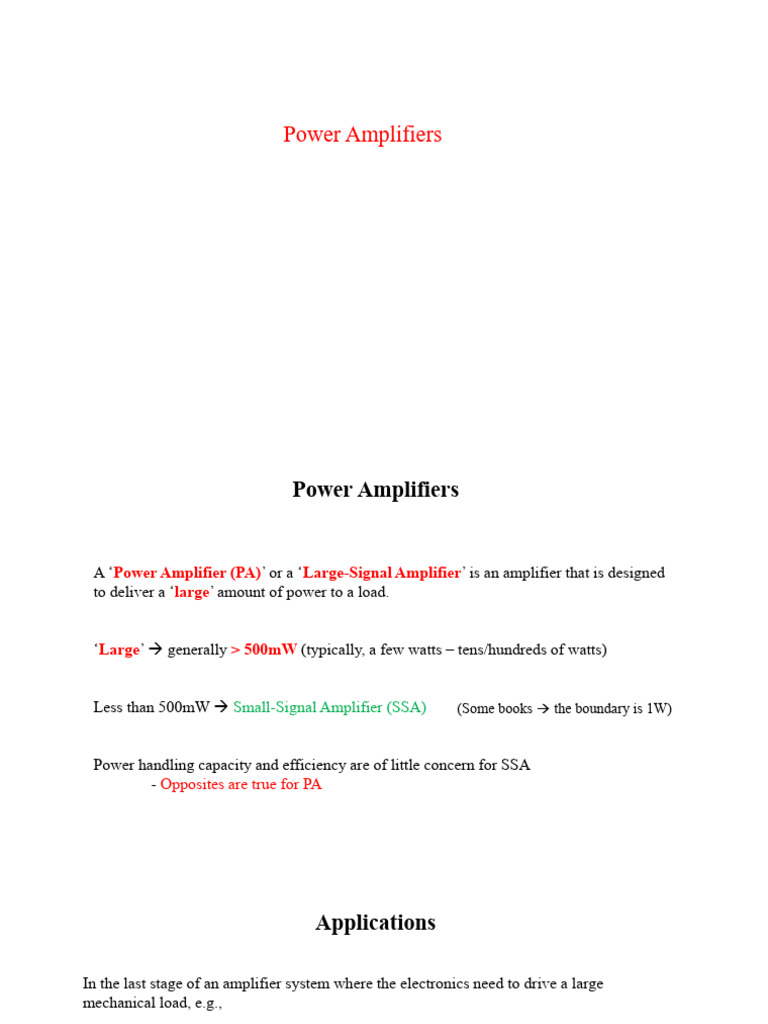 Power Amplifiers - 1 | PDF | Amplifier | Analog Circuits