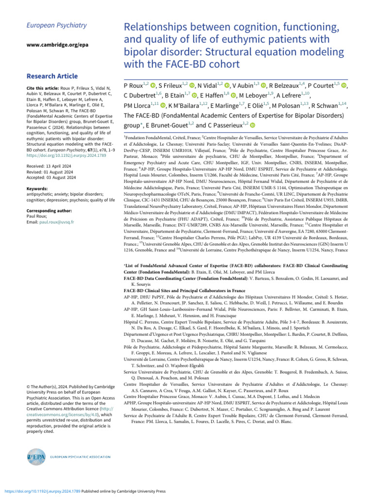 Relationships Between Cognition Functioning and Qu | PDF | Abnormal ...