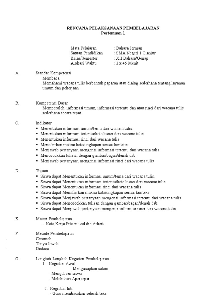 Rpp Bahasa Jerman Kelas Xii Sem 2