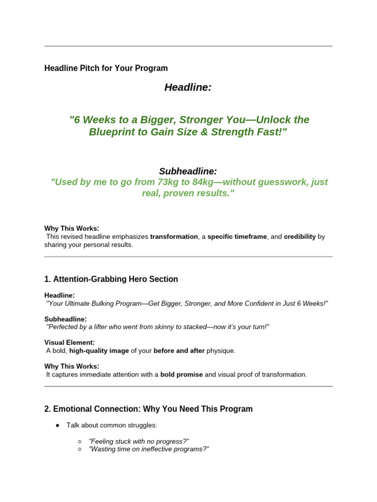 6-Week Bulking Program for Strength | PDF