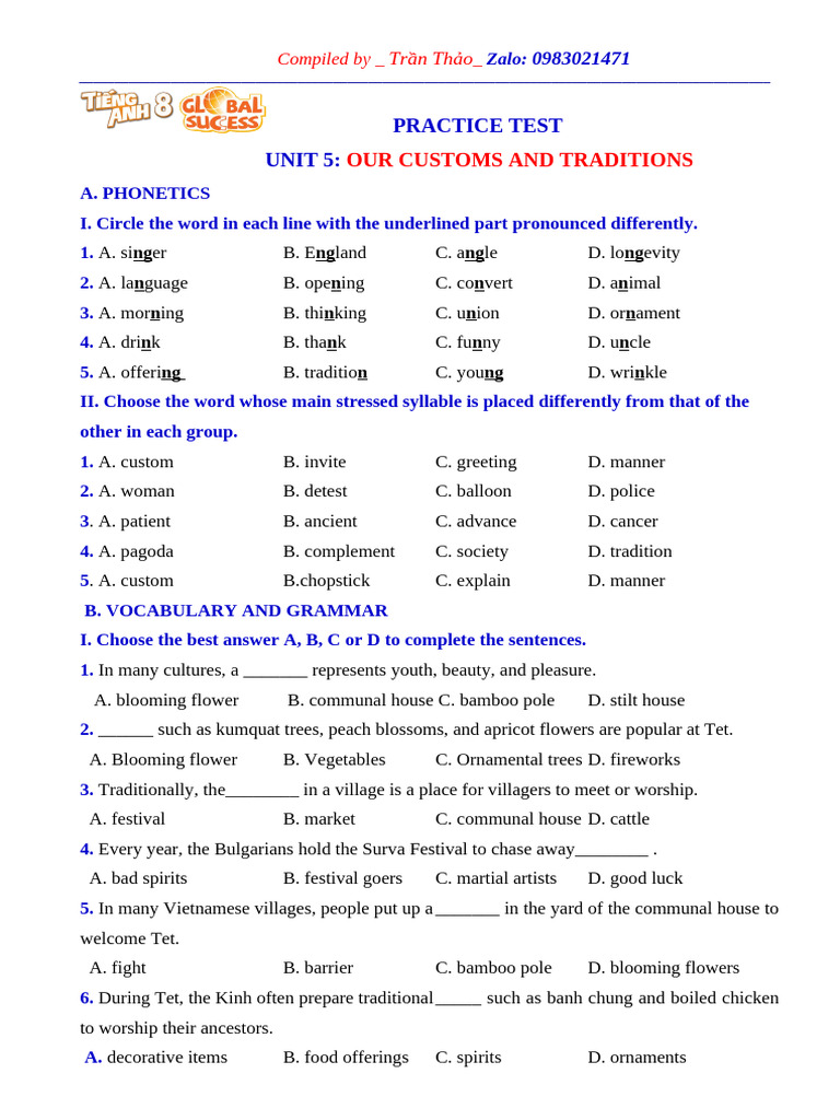 PRACTICE TEST UNIT 5 | PDF | Gift