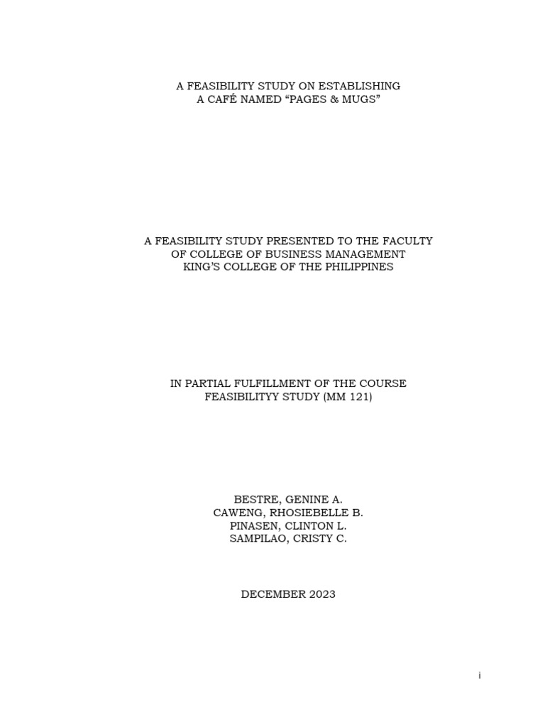 Feasibility Study for Pages & Mugs Café | PDF | Survey Methodology ...