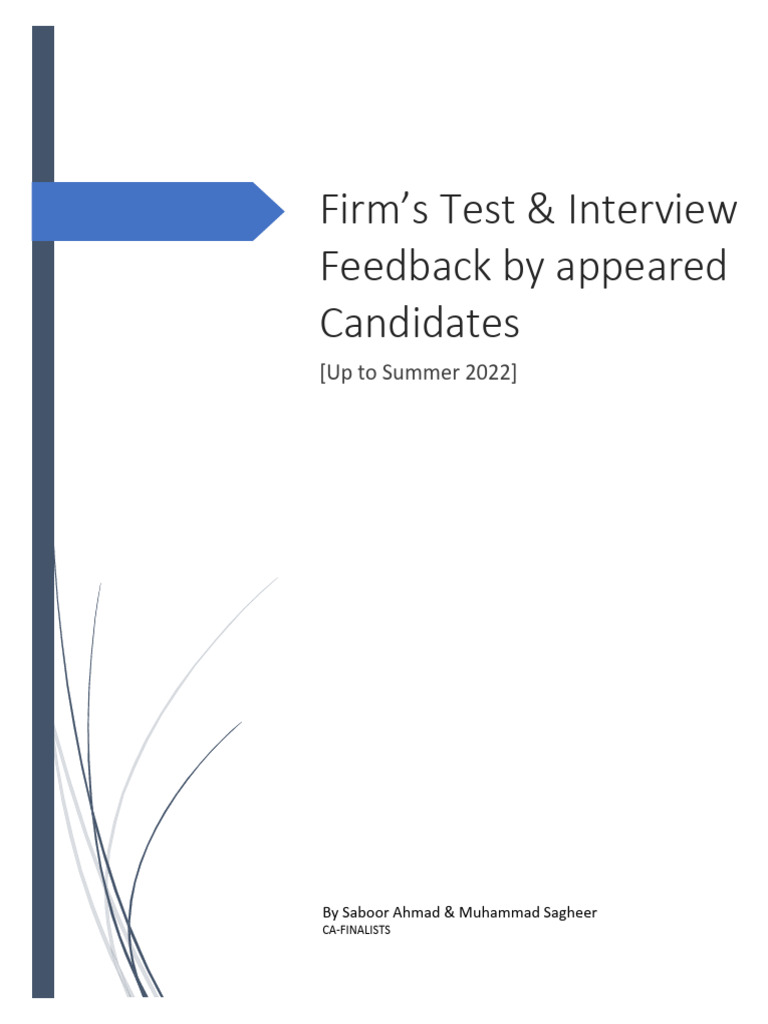 Firm's Test and Interview Feedback by Appeared Candidates | PDF ...