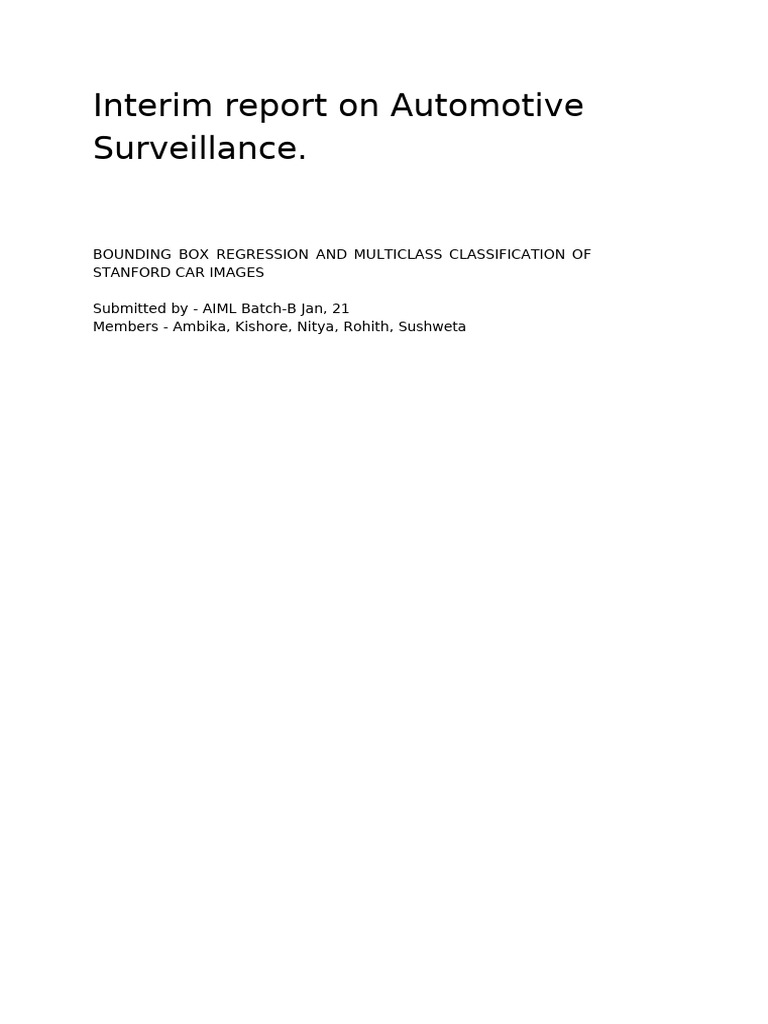 Automotive Surveillance Report: Car Detection | PDF | Dodge ...