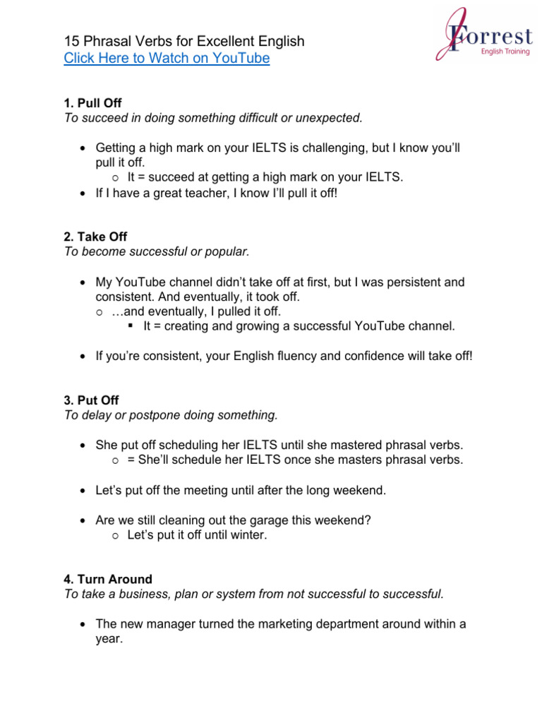 Master 15 Essential Phrasal Verbs | PDF | English Language | Linguistics