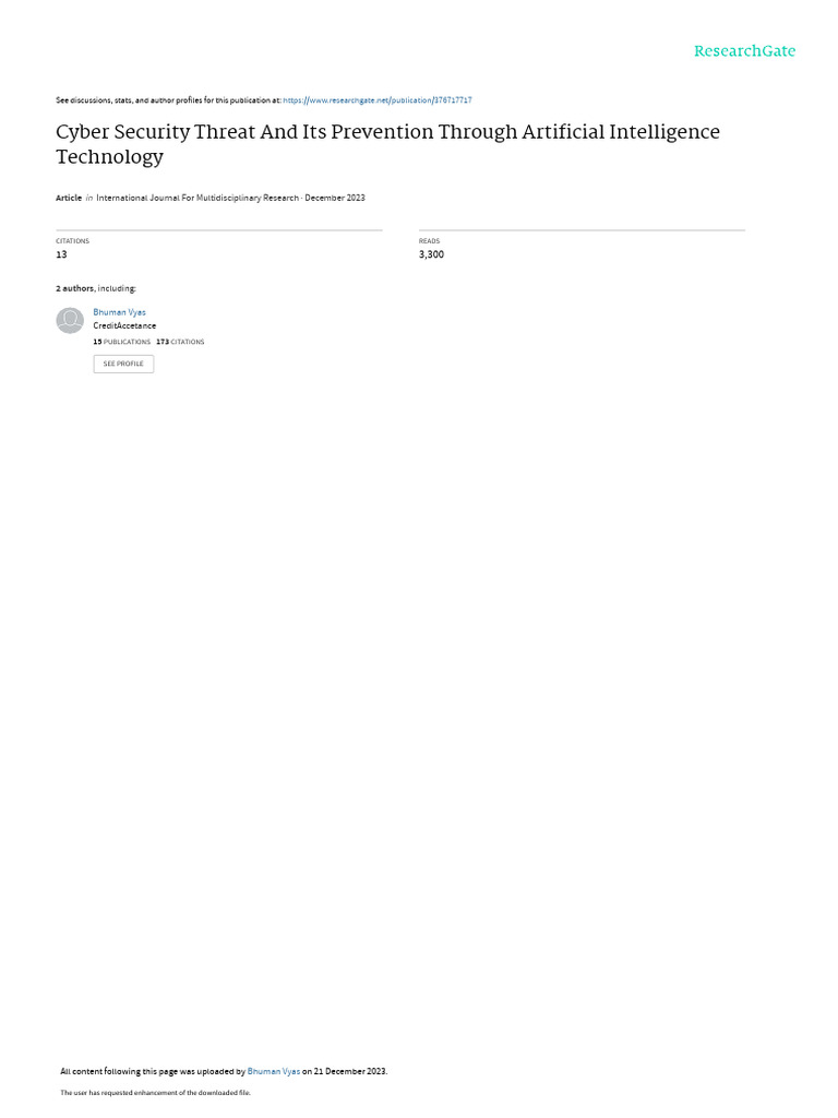 AI in Cybersecurity: Threats & Solutions | PDF | Machine Learning ...