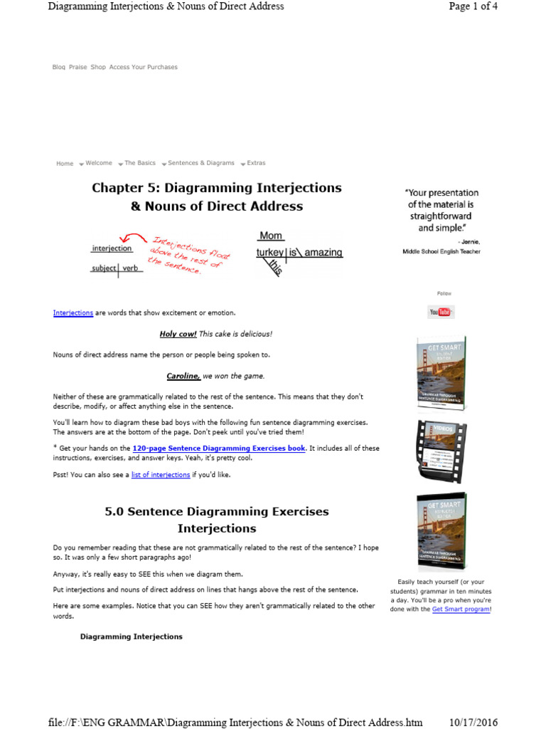 Diagramming Interjections & Nouns of Dire | PDF | Linguistics ...