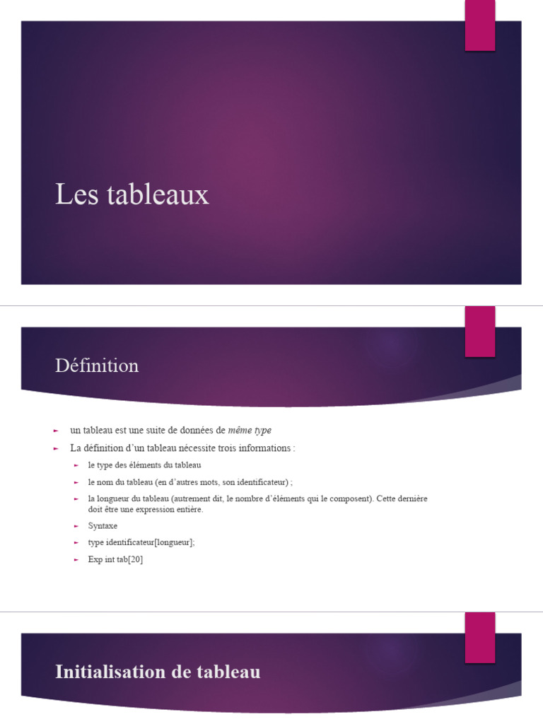 Introduction aux tableaux en C | PDF | Génie logiciel | Informatique