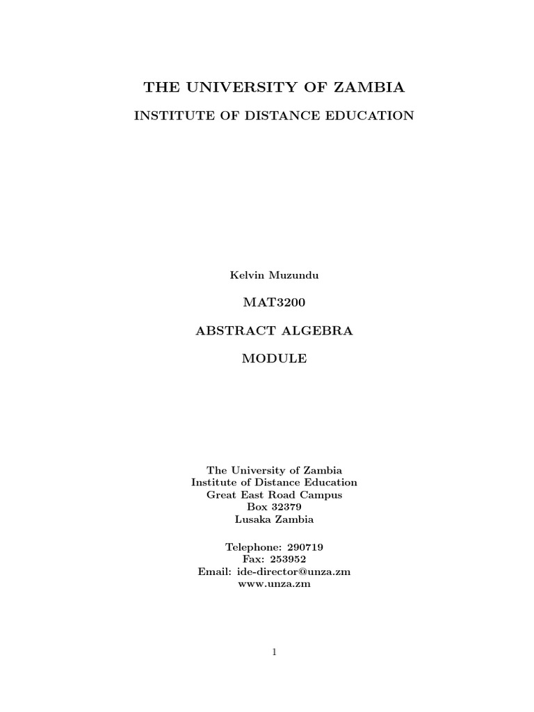 Mat 3200 Dr. (Unza) Muzundu | PDF | Group (Mathematics) | Group Theory