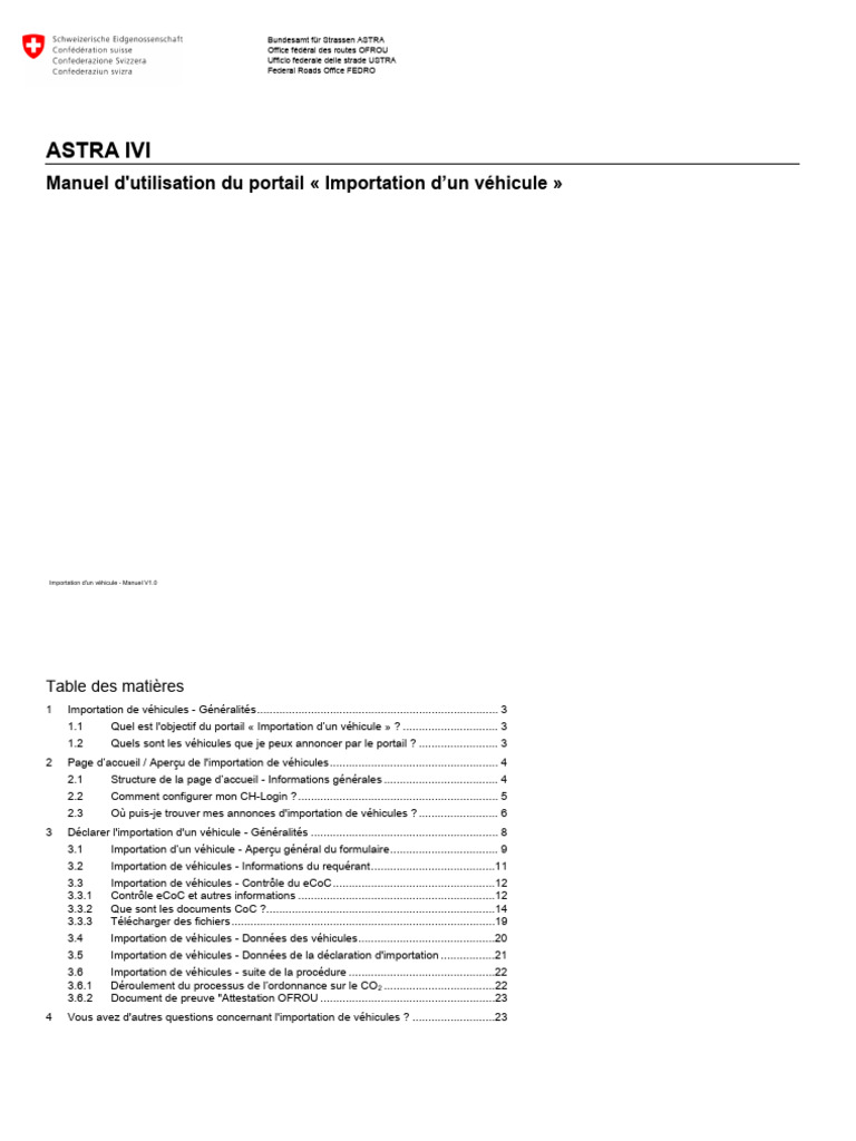 Guide d'importation de véhicules en Suisse | PDF | Transport | Véhicules