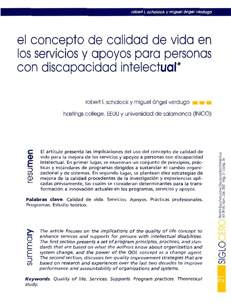 Calidad de Vida en Discapacidad Intelectual | PDF | Calidad (comercial ...