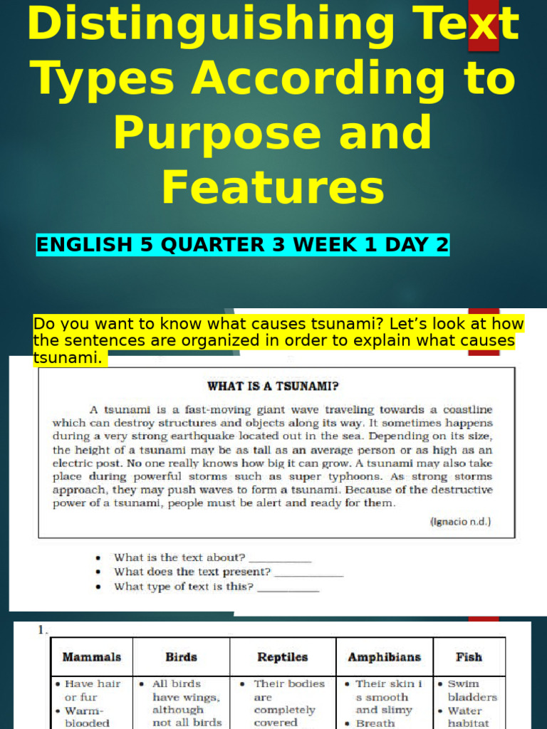 Text Types: Classification & Enumeration | PDF | Rain | Water