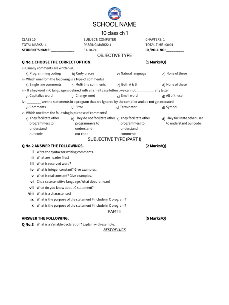 10 class ch 1 half | PDF | Computer Program | Programming