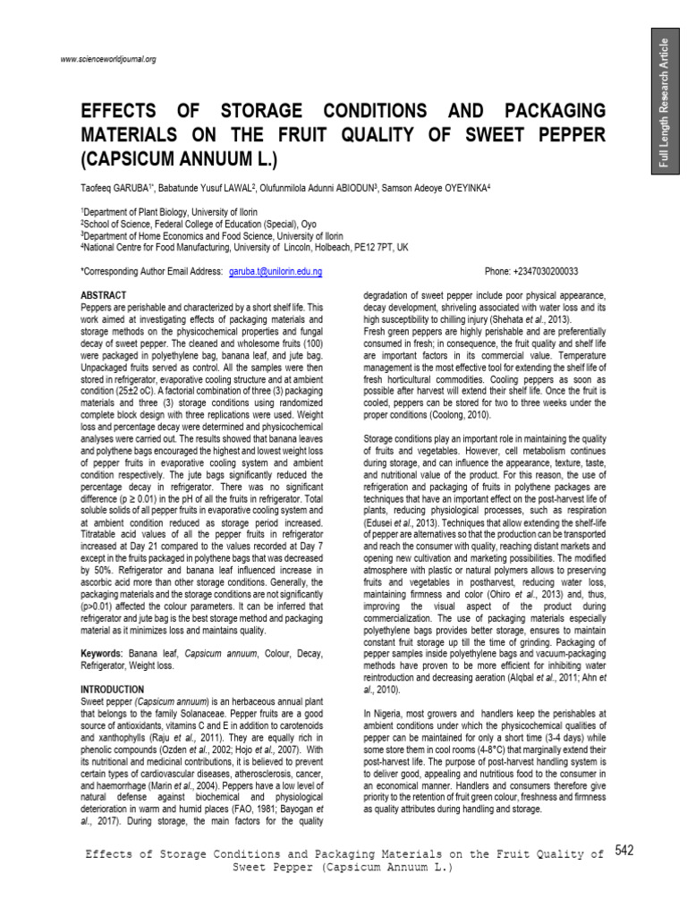 Scienceworld,+Vol+17 (4) +Pp+542 548+Garuba+Et+Al. | PDF | Capsicum ...