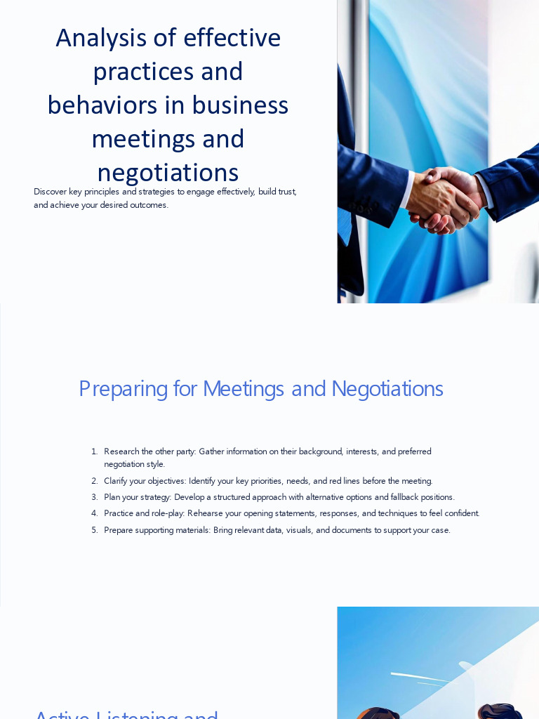Effective Business Meeting Strategies | PDF | Negotiation | Body Language