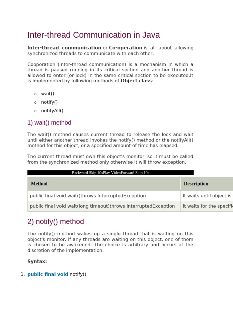 Inter Thread Communication | PDF | Thread (Computing) | Computing