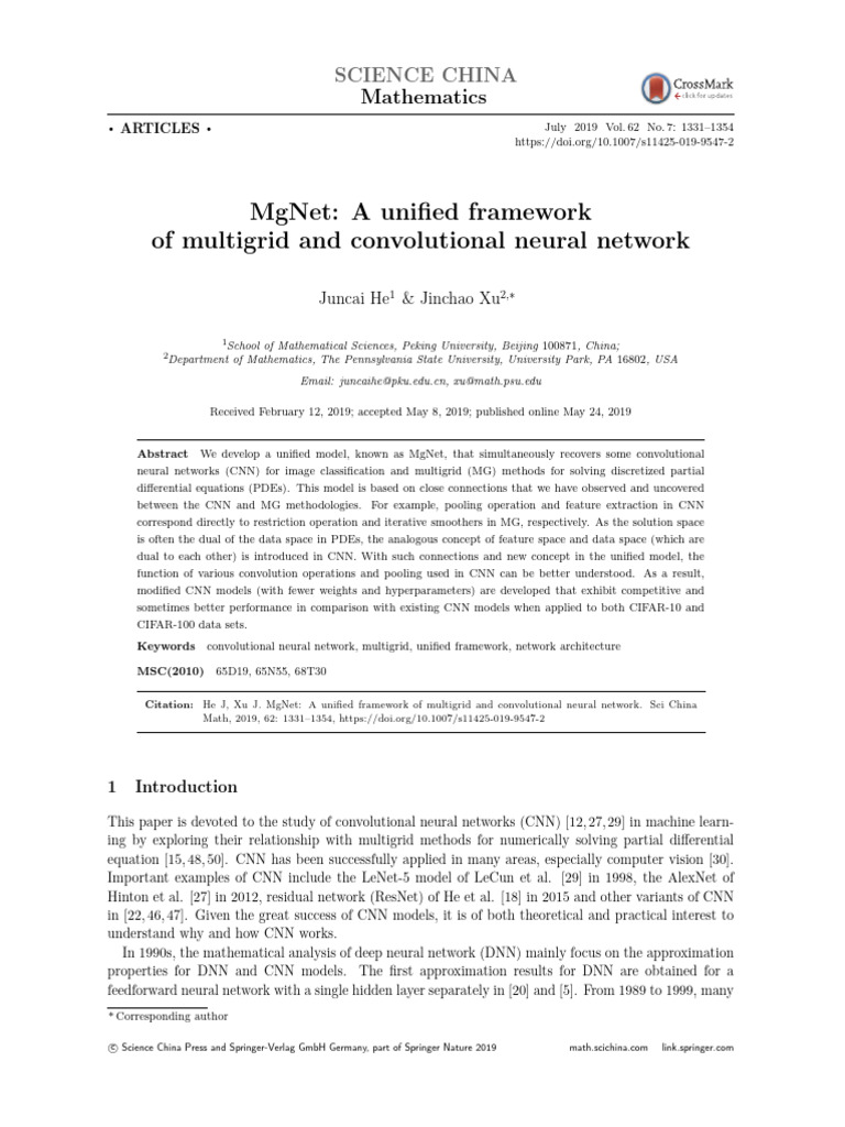 MgNet: Multigrid & CNN Framework | PDF | Deep Learning | Partial ...