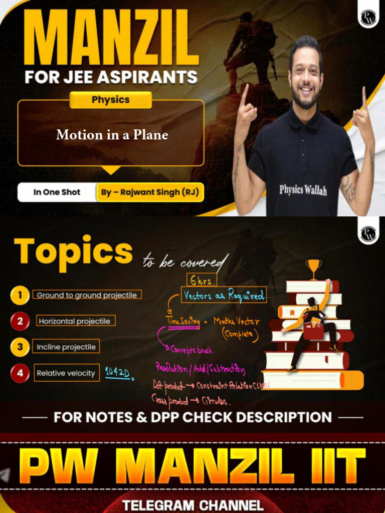 Motion in A Plane - Class Notes - Manzil JEE 2025 | PDF
