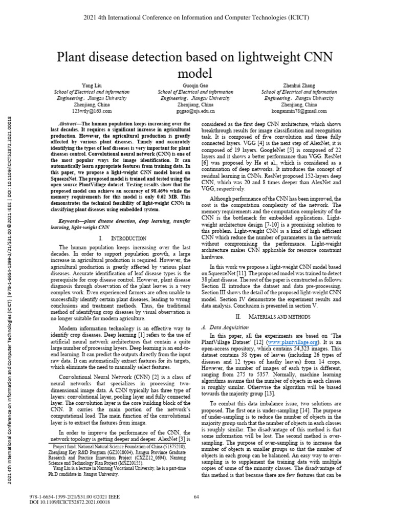 Lightweight CNN for Plant Disease Detection | PDF | Machine Learning ...
