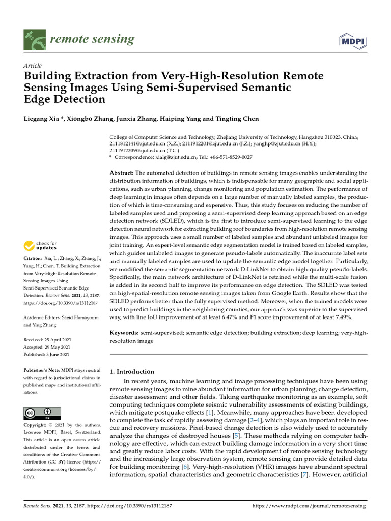 Remotesensing 13 02187 v2 | PDF | Deep Learning | Image Segmentation