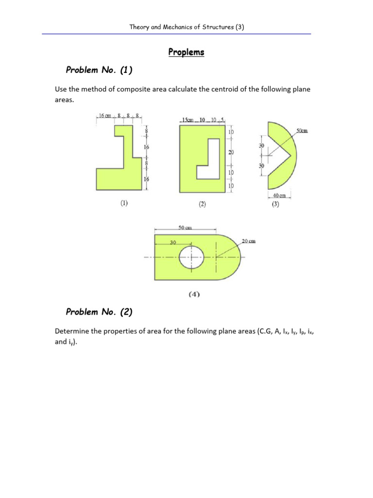 Centroid and Inertia Calculation Problems | PDF