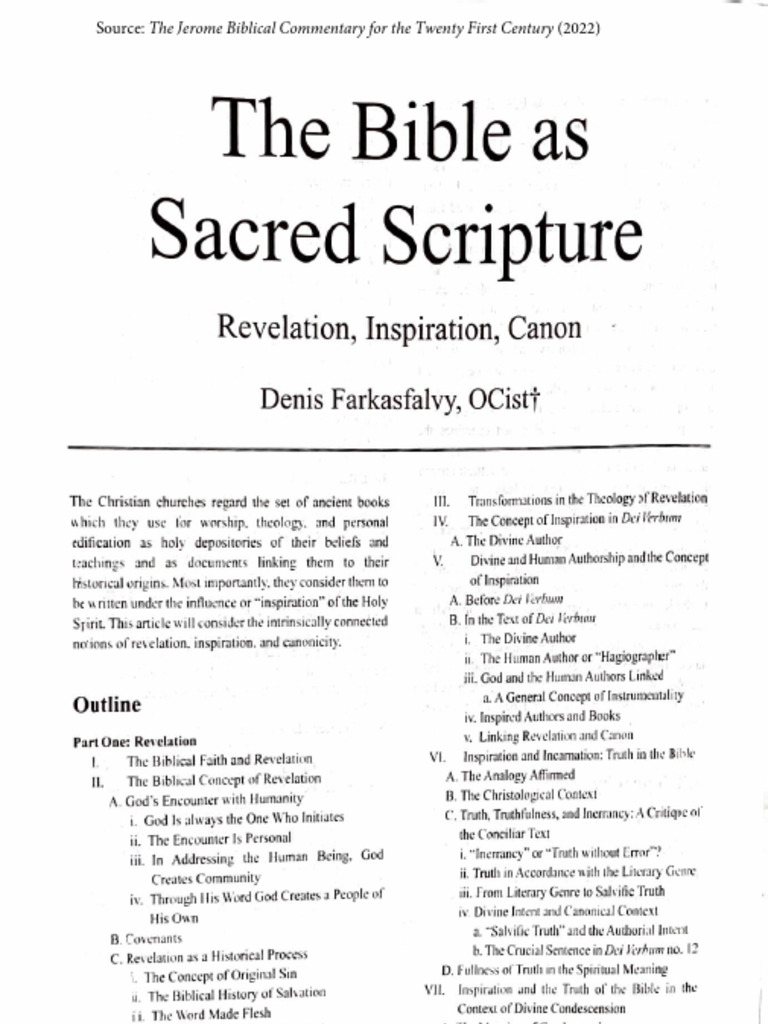 Bible as Sacred Scripture | PDF | Revelation | Original Sin
