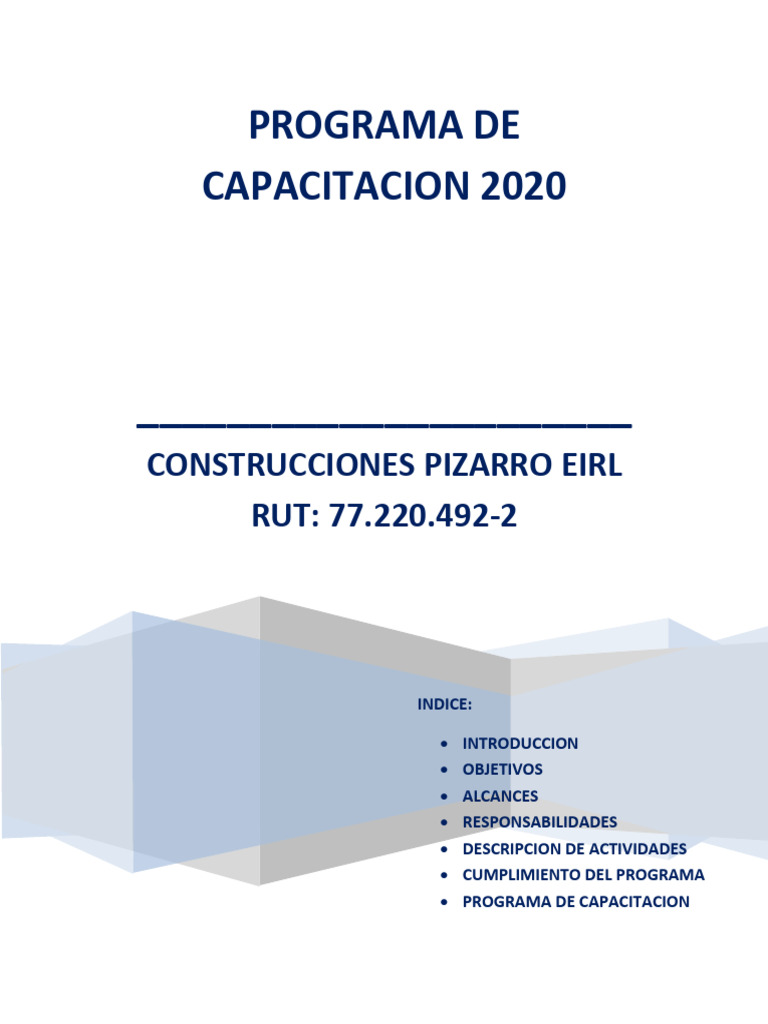 Programa de Capacitación 2020 EIRL | PDF | Business | Seguridad y salud ...
