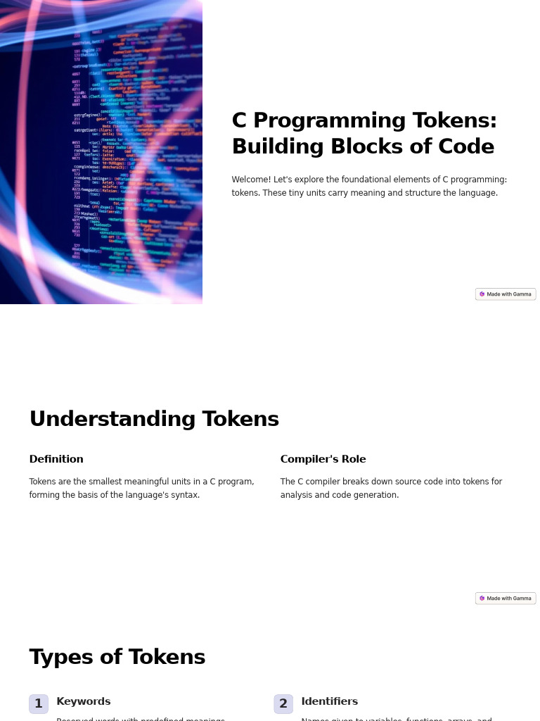 C Programming Tokens Building Blocks of Code | PDF | Reserved Word ...