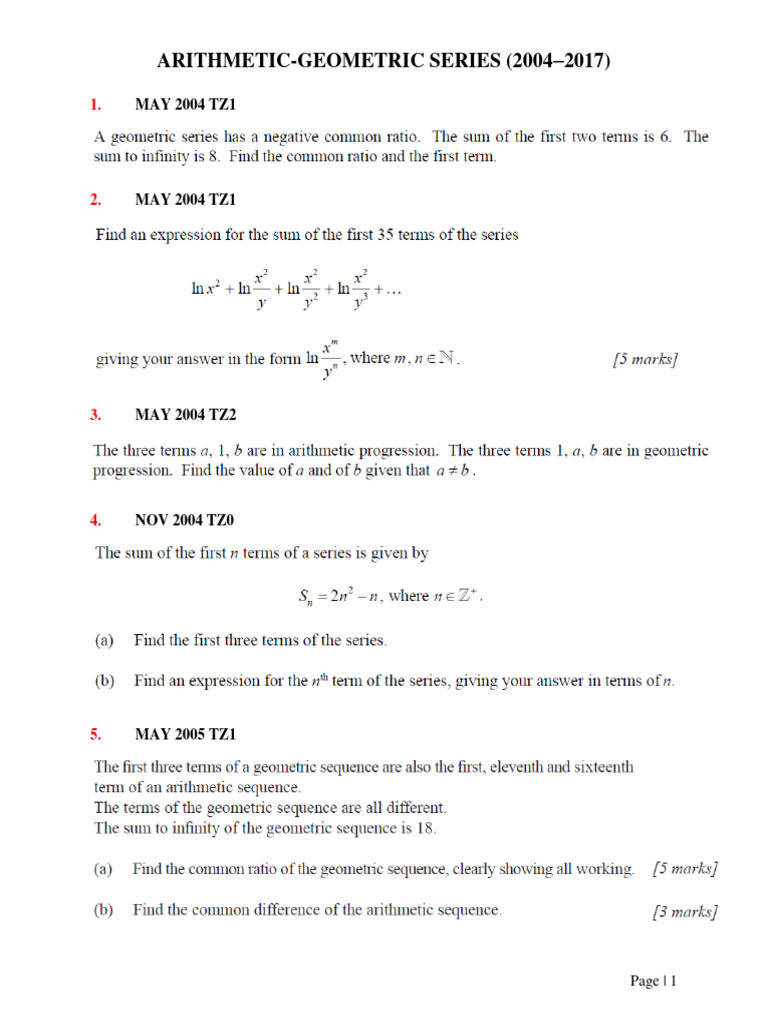 Arithmetic-Geometric Series Archive | PDF