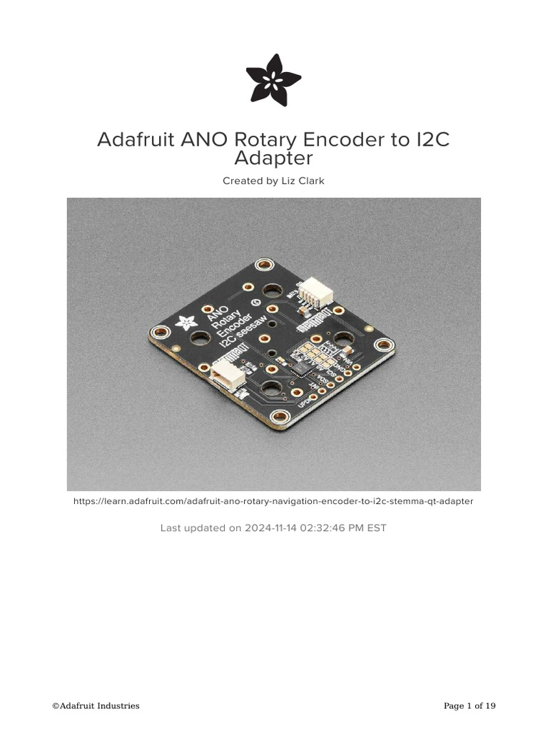 ANO Rotary Encoder I2C Adapter Guide | PDF | Arduino | Computing