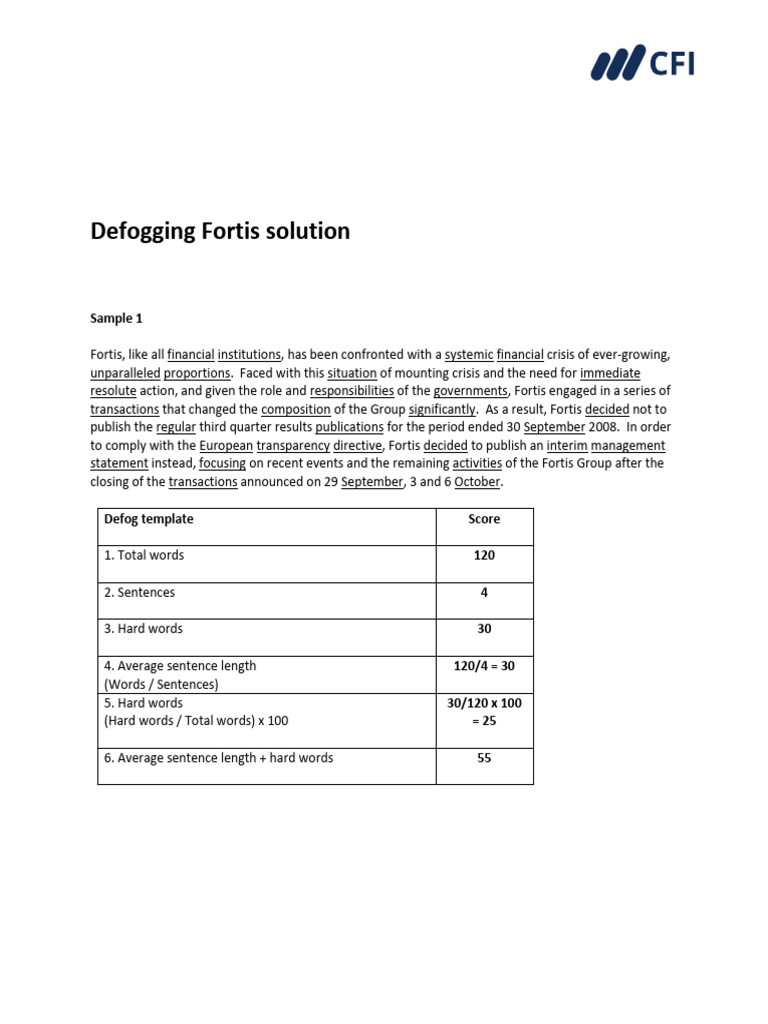 Fog Index Exercise - Solution | PDF | Risk | Economies