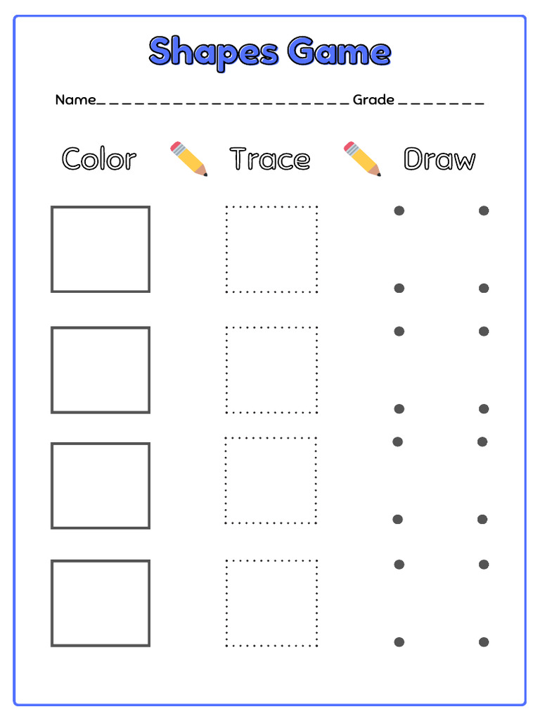 Draw Color Trace: Shapes Game | PDF