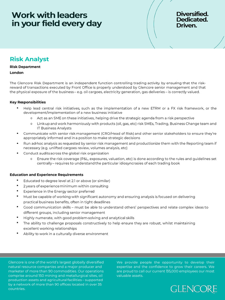 Glencore - Risk Analyst | PDF