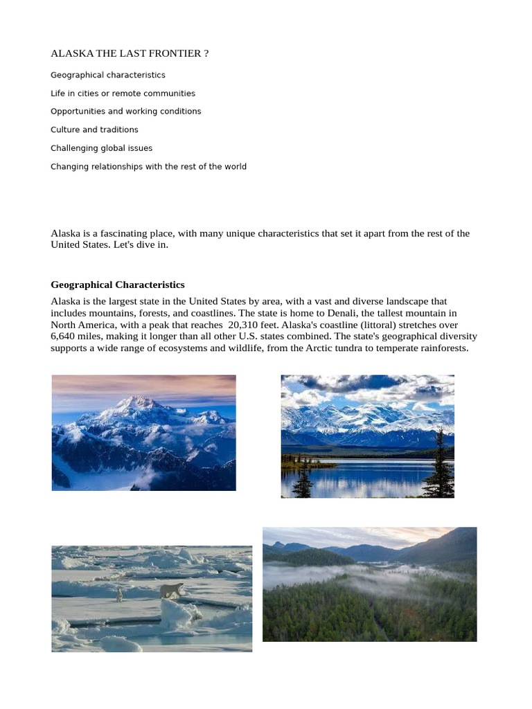 Exploring Alaska's Unique Characteristics | PDF | Alaska | Climate Change